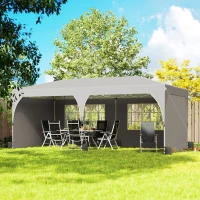 Outsunny Toldo de jardim 3 x 6 m pop-up tenda dobrável ajustável em altura impermeável proteção UV50+ cinza(m-4)