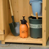 Outsunny Garden Shed Wood Outdoor Garden Tool Storage Unit with 3 Detachable Shelves, 77 x 54.2 x 179cm,  Brown(m-13)