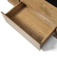 Comodă-sideboard cu 2 sertare, 2 dulapuri cu înălțime reglabilă și compartiment deschis, 140x40x70 cm, Culoare naturală(m-9)