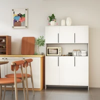 HOMCOM Keukenkast 4-kastige met werkblad, 119B x 40D x 175H cm, Wit(m-8)