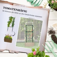 Outsunny Hochbeet mit Rankgitter Pflankasten mit Rankhilfe, offener Boden, wetterbeständig, 61 cm x 61 cm x 140 cm, Braun(m-4)