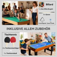 SPORTNOW 5-in-1 Multispiel-Tisch, 53 Zubehör-Teile, Tischfußball, Tischhockey , Tischtennis, Billard, Basketball, Walnuss(m-7)
