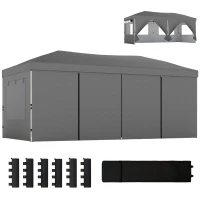 Outsunny Gartenpavillon 3 x 6 m Pop-up Faltpavillon höhenverstellbar UV50+ einfacher Aufbau dunkelgrau(m-7)