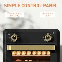 HOMCOM Minipiekarnik z funkcją termoobiegu, Frytkownica z funkcją termoobiegu, Timer, Oświetlenie wewnętrzne, 10L, Czarny(m-6)