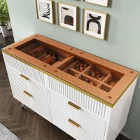 Cassettiera 6 cassetti per camera da letto e soggiorno, 120x40x76 cm, Bianco(m-6)