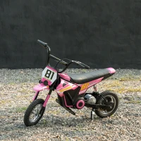 AIYAPLAY Kids Electric Motorbike, 24V Ride On Motorcycle with 3 Speeds and Rear Suspension, Dirt Bike for 8-12 Years Old, Pink(m-9)