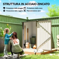 Outsunny Casetta da Giardino Porta Attrezzi in Acciaio Galvanizzato con Porta, 100x104x160 cm, Marrone e Grigio Scuro(m-4)