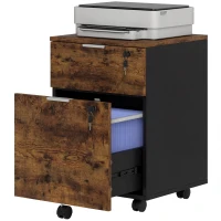 HOMCOM Two-Drawer Lockable Filing Cabinet - Black and Rustic Brown(m-11)