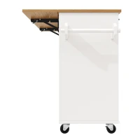 Îlot de cuisine moderne au design pliable, desserte/table à manger multifonction avec étagères pour snacks et armoires extensibles, 142x40/63x87 cm, Blanc(m-8)