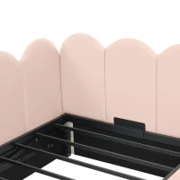 Cama de día tapizada con almacenamiento hidráulico, tapicería de terciopelo y somier de lamas metálicas, sin colchón, 90x200 cm, Rosa(m-7)