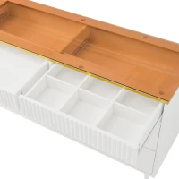 Cassettiera 6 cassetti per camera da letto e soggiorno, 120x40x76 cm, Bianco(m-7)