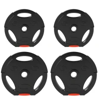SPORTNOW Weights Plates Set of 4, Tri Grip Barbell Weight Set with 2.5cm Holes, for Home, Gym, Lifting and Strength Training, 2 x 5kg and 2 x 2.5kg(m-11)