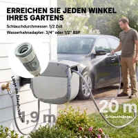 Outsunny Schlauchtrommel mit Gartenschlauch 20 m, 180° schwenkbar Schlauchbox mit automatische Aufrollung Selbstverriegelung(m-4)