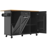 Îlot de cuisine moderne au design pliable, desserte/table à manger multifonction avec étagères pour snacks et armoires extensibles, 142x40/63x87 cm, Noir(m-7)
