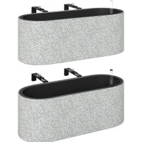 Outsunny Set 2 ghivece suspendate jardiniere cu orificiu de scurgere și cârlige 42 x 16 x 15 cm gri deschis