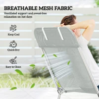 Outsunny Steel Frame Sun Lounger, with Reclining Back - Light Grey(m-5)