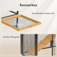 Pawhut Konijnenhok Tweevoudige Waterdichte Anti-slip Verhoogd Afsluitbare Deur Buiten Hout Metaal Bruin(m-5)