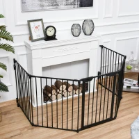 PawHut Barrière de sécurité parc enclos chien modulable pliable porte intégrée 300L max. x 74,5H cm métal PP noir(m-10)