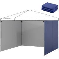 Outsunny 3 Paredes Laterales para Carpas de 3x3 m 300x200 cm Paredes Laterales de Repuesto de Tela Oxford con Cremallera Azul(m-11)