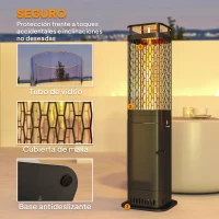 Outsunny Estufa de Pellets 6.86 KW sin Electricidad con Tubo de Vidrio Base Antideslizante y Rejilla Metálica sin Humo Negro(m-6)