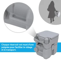 Outsunny Toilette Portable Camping Toilette de camping avec Couvercle et 2 Réservoirs Amovibles, 35,5 × 41 × 42,5 cm, gris(m-6)