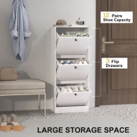 Szafka na buty z 3 klapami, regulowana przegroda, Biała(m-4)