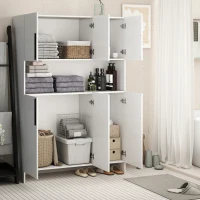 HOMCOM Keukenkast 4-kastige met werkblad, 119B x 40D x 175H cm, Wit(m-2)