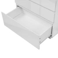 Cassettiera 6 cassetti con illuminazione a LED e spazio portaoggetti, 73x39x115 cm, Bianco(m-7)