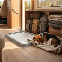 PawHut Inodoro para Perros Plegable 86x62 cm Bandeja Sanitaria Perros Entrenamiento 3 Almohadillas Pies Antideslizantes Gris(m-8)