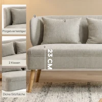 HOMCOM 2-Sitzer-Sofa, kleines Chenille-Sofa mit Flügelrücken, dickem Sitz, Gummibaumholzfüßen, Beige(m-5)