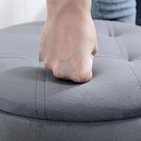 HOMCOM Tabouret de bar, chaise de bar avec rangement et base en métal, assise velours capitonné, 39 x 39 x 49-65 cm, gris(m-9)