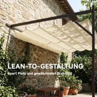 Outsunny Terrassendach Pergola ca. 4x3m Terrassenüberdachung mit Verstellbares Dach, Wandmontage UV 30+ Cremeweiß(m-4)