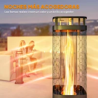 Outsunny Estufa de Pellets 6.86 KW sin Electricidad con Tubo de Vidrio Base Antideslizante y Rejilla Metálica sin Humo Negro(m-4)