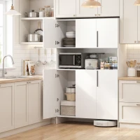 HOMCOM Keukenkast 4-kastige met werkblad, 119B x 40D x 175H cm, Wit(m-9)