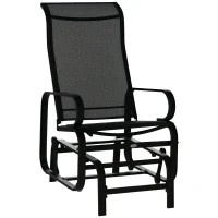 Outsunny Outdoor Gliding Rocking Chair with Sturdy Metal Frame Garden Comfortable Swing Chair, Black(m-10)