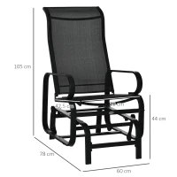 Outsunny Outdoor Gliding Rocking Chair with Sturdy Metal Frame Garden Comfortable Swing Chair, Black(m-3)