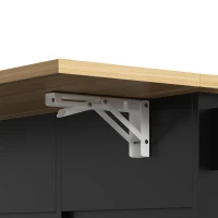 Desserte de cuisine avec plateau rabattable, 3 tiroirs, 2 portes, casier à bouteilles et porte-serviette, 124x40/65x91,5 cm, Noir(m-8)