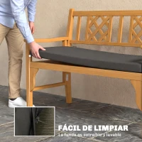 Outsunny Cojín para Banco de Jardín 2 Plazas Impermeable, 110x46x6,5 cm, Gris Oscuro(m-6)