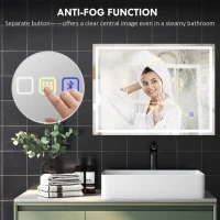 HOMCOM 60 x 80 cm Anti-Fog LED Bathroom Mirror, with Bluetooth - Silver Tone(m-7)