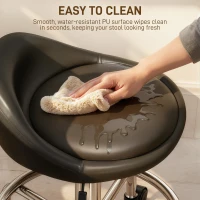 HOMCOM Stołek obrotowy z regulacją wysokości i oparciem, 59-75 cm, z podnóżkiem, 360° obrotowy, do biura, salonu, masażu, spa, czarny(m-6)