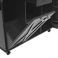 Îlot de cuisine moderne au design pliable, desserte/table à manger multifonction avec étagères pour snacks et armoires extensibles, 142x40/63x87 cm, Noir(m-6)