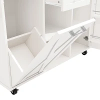 Îlot de cuisine moderne au design pliable, desserte/table à manger multifonction avec étagères pour snacks et armoires extensibles, 142x40/63x87 cm, Blanc(m-6)