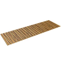 Outsunny Holz-Gartenweg 120x38 cm Gerade, aufrollbarer Steg für Außenbereich, wetterfest, verkohltes Finish(m-6)