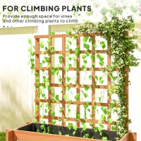 Outsunny 3 Tier Garden Planters with Trellis for Vine Climbing, Wooden Raised Beds, 95x95x110cm, Brown(m-4)
