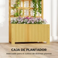 Outsunny Jardinera con Enrejado de Madera con Drenaje para Cultivos Verduras Flores Hierbas 60x30x120 cm Natural(m-5)