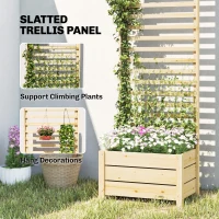 Outsunny Podwyższony kwietnik z kratą drewniany doniczkowy kwietnik z otworem drenażowym, włókniną, 60 x 39 x 200 cm, naturalne drewno(m-4)