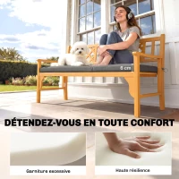 Outsunny Coussin de banc, coussin pour Banc de Jardin extérieur intérieur housse amovible, 110 x 46 x 6,5 cm, gris foncé(m-5)