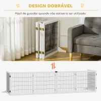 PawHut Barreira de Segurança para Cães de Madeira Dobrável para Cães Pequenos e Médios com 6 Painéis 432x36x70 cm Branco(m-6)