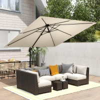 Outsunny Guarda-sol descentrado quadrado 3 x 3 m, guarda-sol de jardim exterior, rotação 360°, inclinável 5 posições, base cruzada, caqui(m-6)