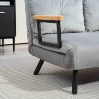 HOMCOM 4-in-1 Velvet-Feel Double Sofa Bed, with Pillows - Light Grey(m-11)